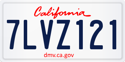 CA license plate 7LVZ121
