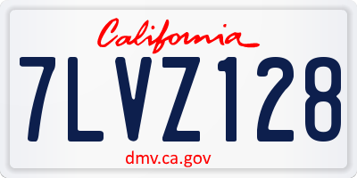 CA license plate 7LVZ128