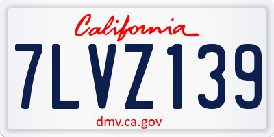 CA license plate 7LVZ139
