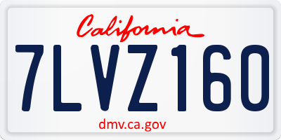 CA license plate 7LVZ160