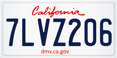 CA license plate 7LVZ206