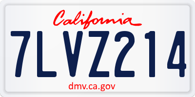 CA license plate 7LVZ214