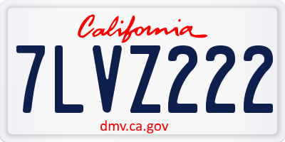 CA license plate 7LVZ222