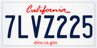 CA license plate 7LVZ225