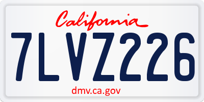 CA license plate 7LVZ226
