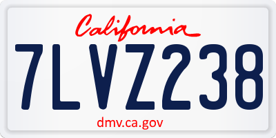 CA license plate 7LVZ238