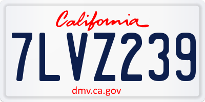 CA license plate 7LVZ239