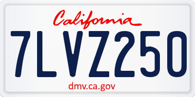 CA license plate 7LVZ250