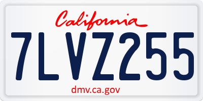 CA license plate 7LVZ255