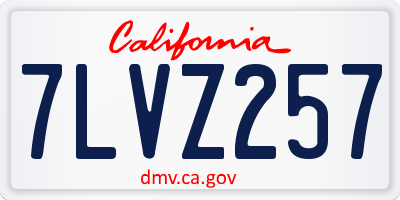 CA license plate 7LVZ257