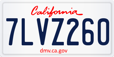 CA license plate 7LVZ260