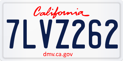 CA license plate 7LVZ262