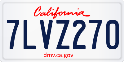 CA license plate 7LVZ270
