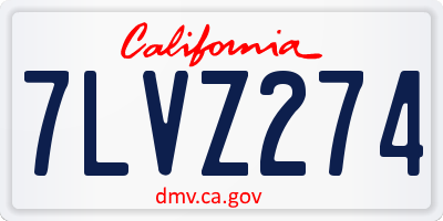CA license plate 7LVZ274