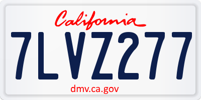 CA license plate 7LVZ277