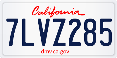 CA license plate 7LVZ285