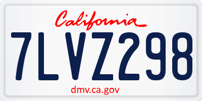 CA license plate 7LVZ298