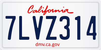 CA license plate 7LVZ314