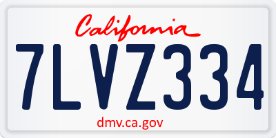 CA license plate 7LVZ334