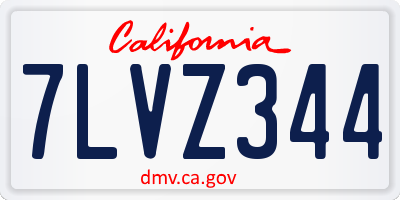 CA license plate 7LVZ344