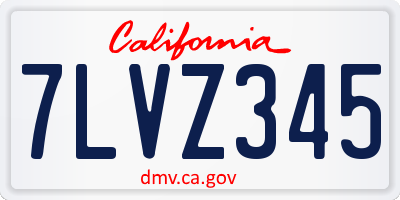 CA license plate 7LVZ345
