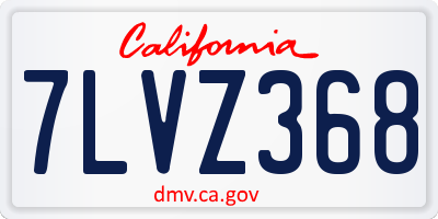 CA license plate 7LVZ368