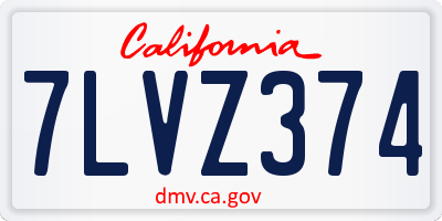 CA license plate 7LVZ374