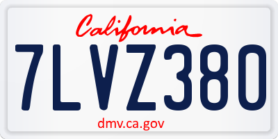 CA license plate 7LVZ380