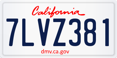 CA license plate 7LVZ381
