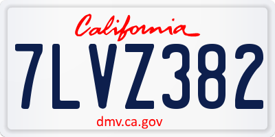 CA license plate 7LVZ382