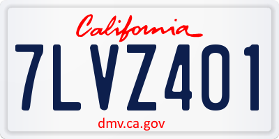 CA license plate 7LVZ401