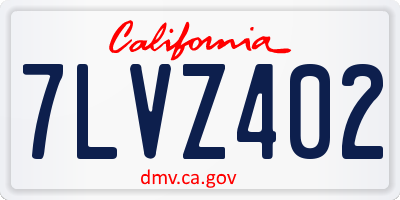 CA license plate 7LVZ402