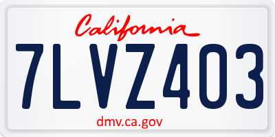 CA license plate 7LVZ403