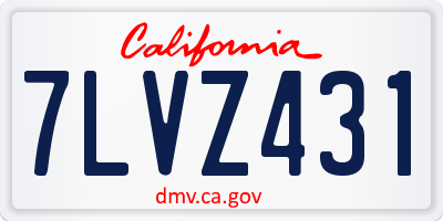 CA license plate 7LVZ431