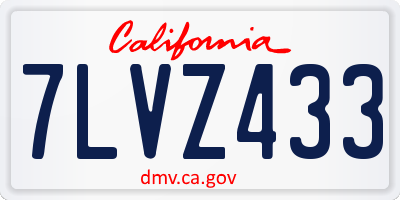 CA license plate 7LVZ433