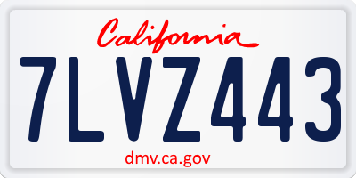 CA license plate 7LVZ443