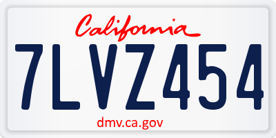 CA license plate 7LVZ454