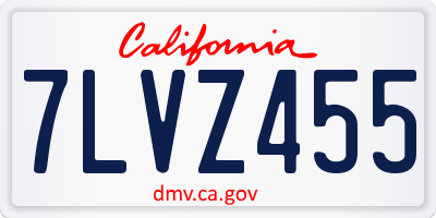 CA license plate 7LVZ455