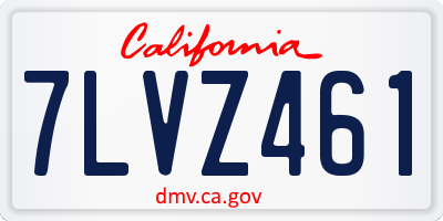 CA license plate 7LVZ461
