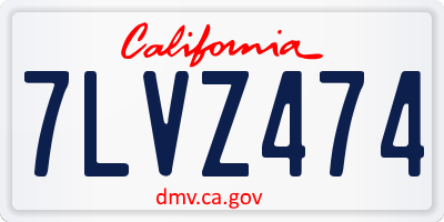 CA license plate 7LVZ474