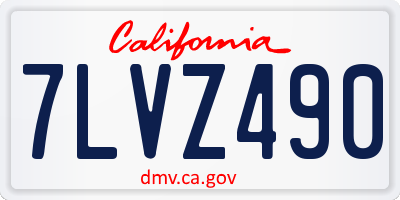 CA license plate 7LVZ490