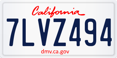 CA license plate 7LVZ494