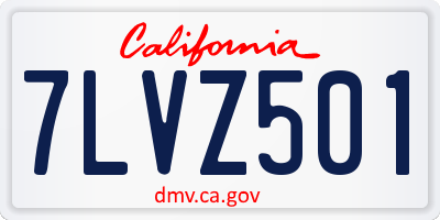 CA license plate 7LVZ501