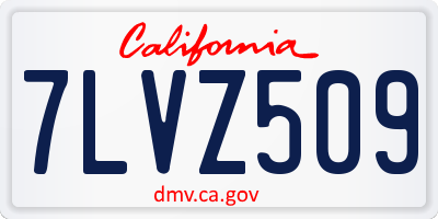 CA license plate 7LVZ509