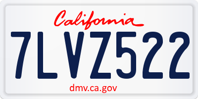 CA license plate 7LVZ522
