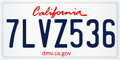 CA license plate 7LVZ536