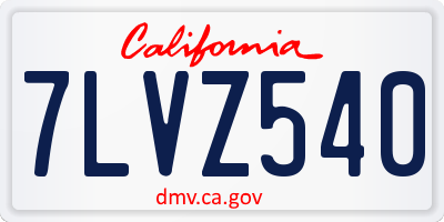 CA license plate 7LVZ540