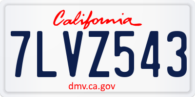 CA license plate 7LVZ543