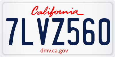 CA license plate 7LVZ560