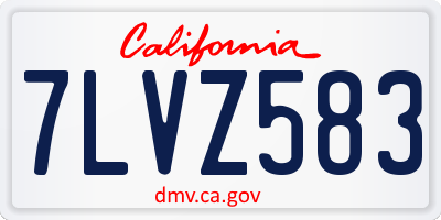 CA license plate 7LVZ583
